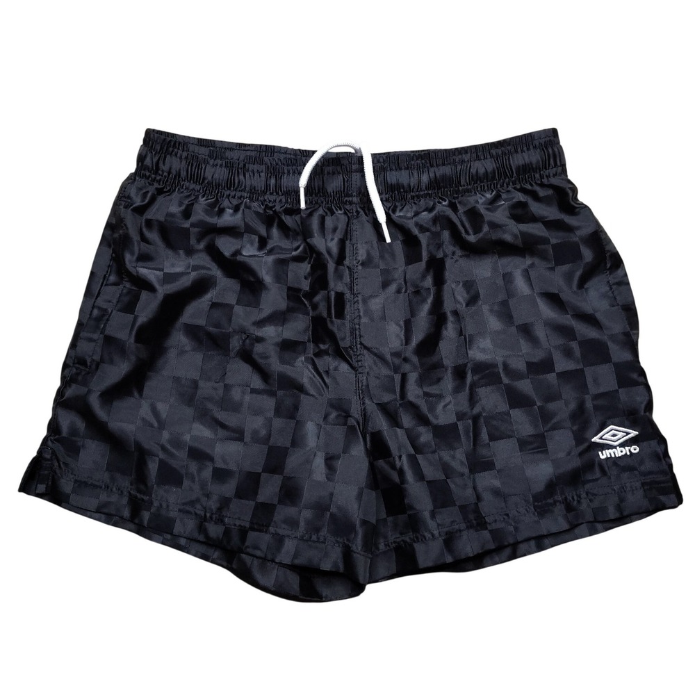 Umbro Soccer Shorts Womens Large Black Nylon Checkered Drawstring Lightweight